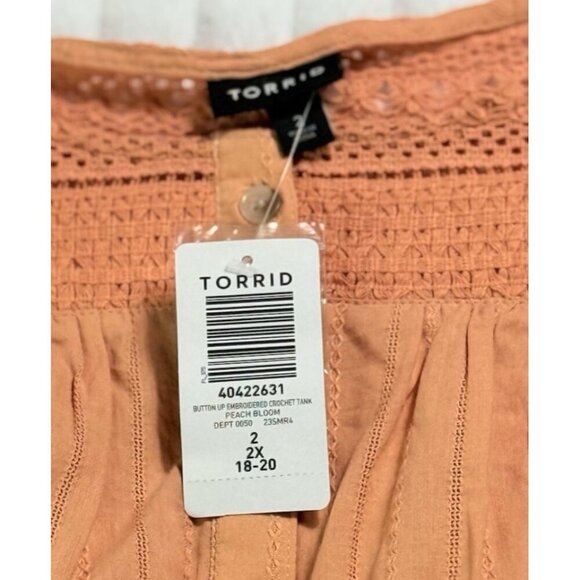 Torrid Women’s Orange Crochet Sleeveless Tank Top Size 2 (18-20) NWT - Picture 7 of 7